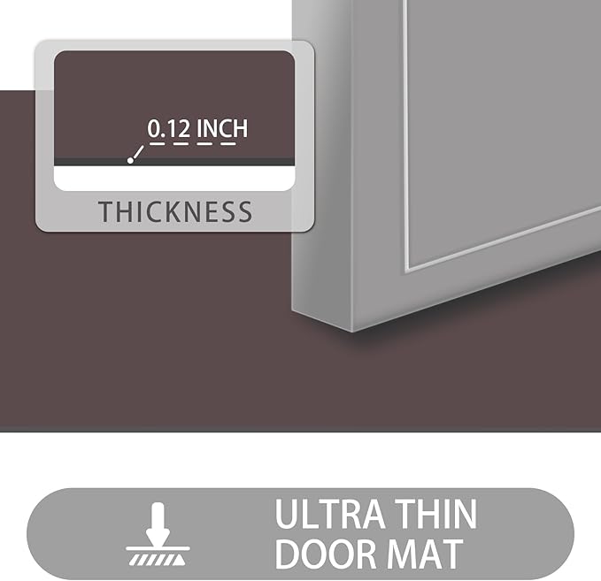 Ultra Thin Door Mat Indoor Entrance, 1/10 in Thin Door Mats for Inside Entry, Non-Slip Rubber Backing Washable Doormat, Fade Resistant, Absorbent, Low Profile Dirt Trapper, 30"X17",Coffee