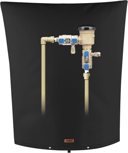 Backflow Preventer Pipe Insulation Cover (5°F) - Irrigation Sprinkler Valve Insulated Pouch - Water Well Pump Cover - Sturdy 5 Layers for Winter Freeze Protection, 20" W x 26" H, Black
