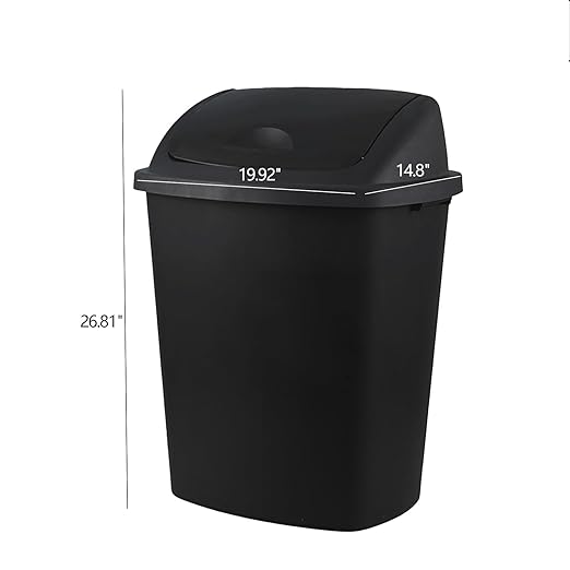 18 Gallon 4-Pack Large Garbage Can with Swing Lid, Commercial Plastic Swing Top Trash Bins, Black