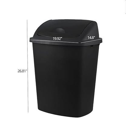 18 Gallon 4-Pack Large Garbage Can with Swing Lid, Commercial Plastic Swing Top Trash Bins, Black