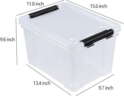 Pekky 22 Qt Clear Plastic Storage Bins with Lids and Wheels, 6 Packs Plastic Latching Container Box for Organizing