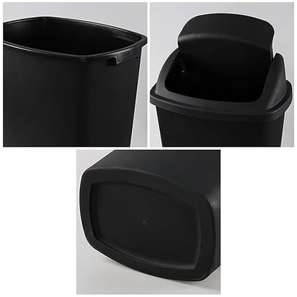 19 Gallon Kitchen Waste Bin, Large Plastic Trash Can, Black, Holds 70 Liters