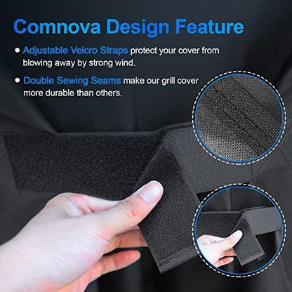Comnova Grill Cover for Weber Q Grill on Cart - 7112 BBQ Cover for Weber Q3000/Q300/Q2000/Q200 with Portable Stand, 600D Heavy Duty & Waterproof BBQ Cover for Weber Q3200, 3000, 320, 300 and More