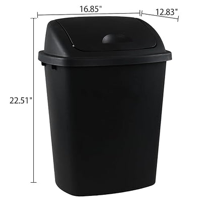 4 Pack Plastic Swing-Top Trash Can, 10 Gallon Plastic Kitchen Trash Can with Swing Lid, Black