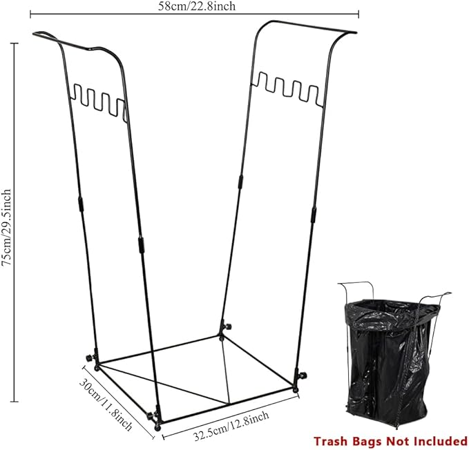 2 Pack Trash Bag Holder, 30-45 Gallon Garbage Bag Holder, Metal Portable Leaf Bag Holder, Multi-use Trash Bag Holder Stand for Indoor, Outdoor, Camping, Parties
