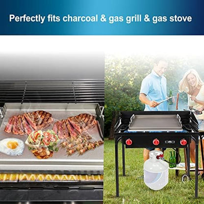 Uniflasy Cast Iron Griddle for Gas Grill Flat Top Griddle Insert for Outdoor Gas Grill, 25" x16" Cooking Skillet Plate Pan Teppanyaki for Charcoal/Electric Grills Fits Camping Tailgating Parties