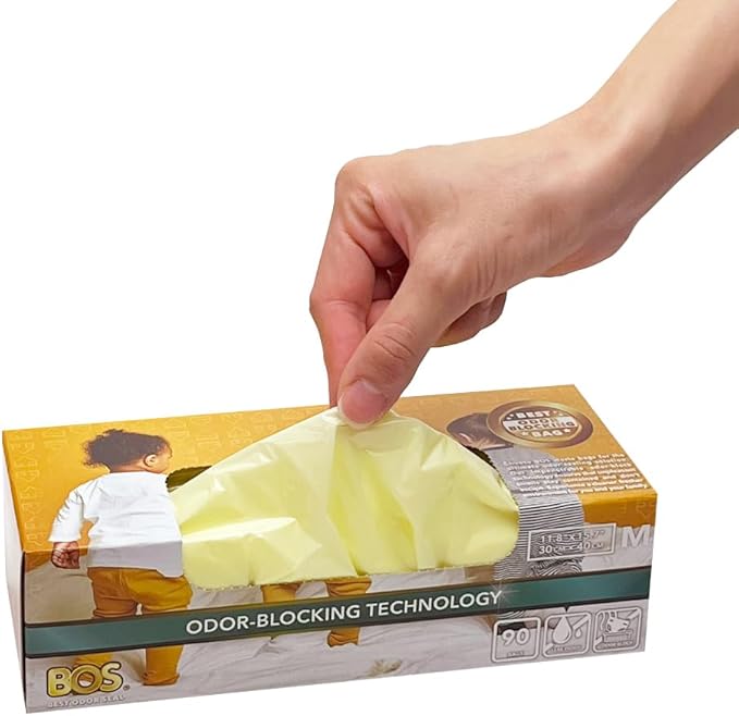 BOS, Odor-Sealing Dirty Diaper Trash Bags - Scent & Smell Free (Color: Cream Yellow) (Pack of 2) (Medium)