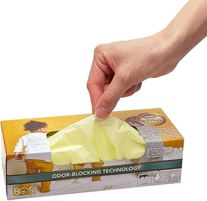 BOS, Odor-Sealing Dirty Diaper Trash Bags - Scent & Smell Free (Color: Cream Yellow) (Pack of 2) (Medium)