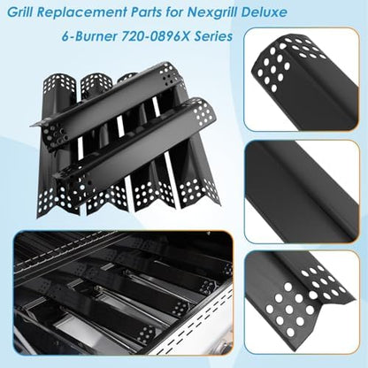 Replacement Parts for Nexgrill 720-0896B 720-0896E 720-0896C 720-0896X Deluxe 6-Burner Gas Grills, Cooking Grate, Heat Shield Tent and Burner for Nexgrill Replacement Parts 6 Burner
