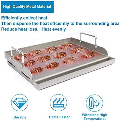 Uniflasy Cast Iron Griddle for Gas Grill Flat Top Griddle Insert for Outdoor Gas Grill, 25" x16" Cooking Skillet Plate Pan Teppanyaki for Charcoal/Electric Grills Fits Camping Tailgating Parties