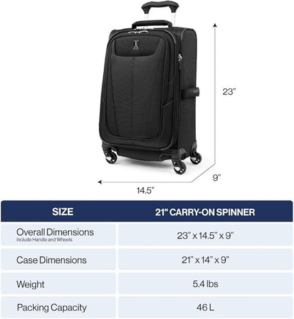 Travelpro Maxlite 5 Softside Expandable Carry-On Luggage with Spinner Wheels, Lightweight, 21-Inch — Forest Green