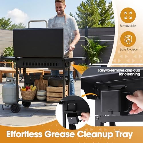 4-Burner Propane Gas Griddle with Removable Stand, 40,000 BTU