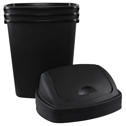 19 Gallon Kitchen Waste Bin, Large Plastic Trash Can, Black, Holds 70 Liters