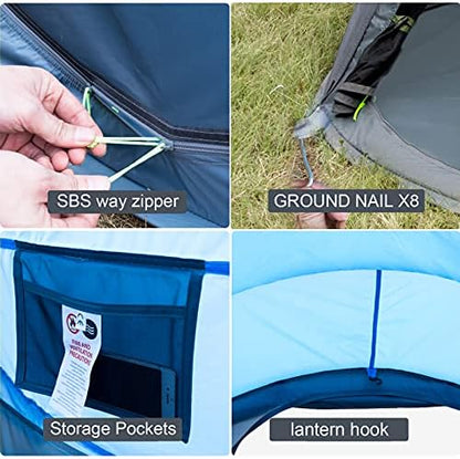 4 Person Easy Pop Up Tent Waterproof Automatic Setup 2 Doors-Instant Family Tents for Camping Hiking & Traveling