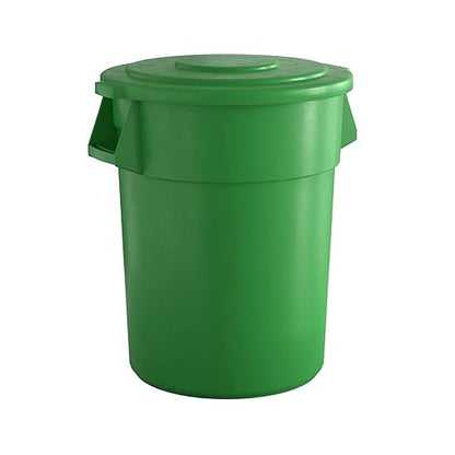 55 Gallon Green Round Commercial Trash Can with Lid