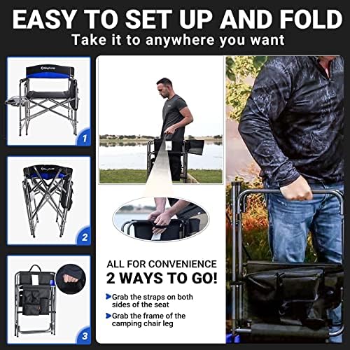 KingCamp 2-Pack Directors Camping Chair with Padded Folding Portable Seats, Blue