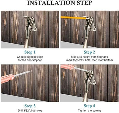 Door Stopper, One-Touch semi-Automatic Metal Door Stopper, with Non-Slip Rubber Tip for Wood, Concrete, Tiled, and Carpeted Floors (4inch x 2pack, Dark Grey)