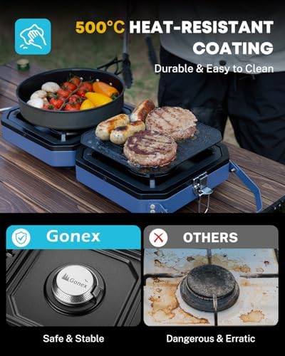 Gonex Camping Stove Propane, 2 Burner Portable Camp Stoves for Camping