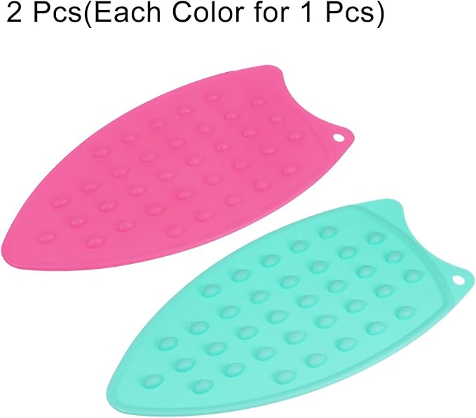 HARFINGTON 2pcs Silicone Iron Rest Pad, Multipurpose Iron Hot Resistant Mat Iron Rest Plate for Ironing Board Hot Heat Resistant Steam Compact Mat, Fuchsia/Turquoise