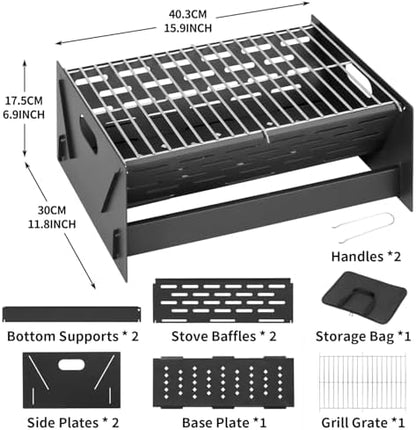 15.9" Foldable Portable Camping Charcoal Grill