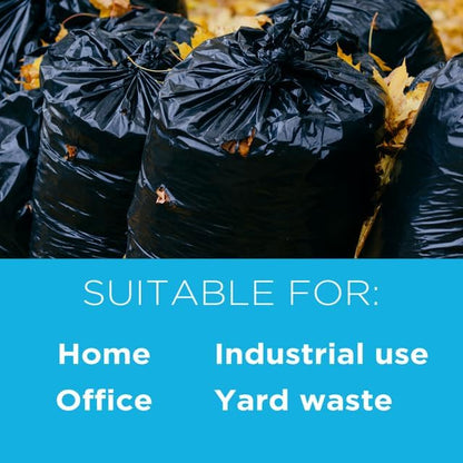 250 Count, 40-45 Gallon Trash Bags, Heavy Duty Black Bags, Ideal for 39, 40, 42, 45 Gallon