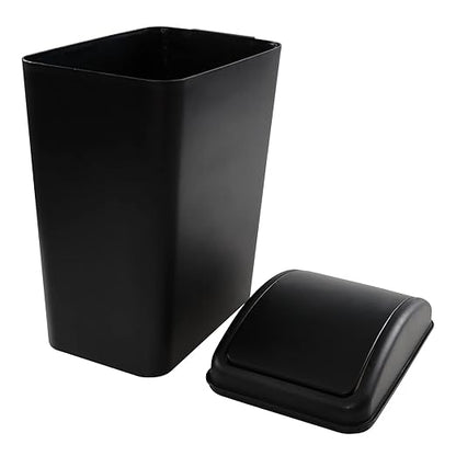 4.5 Gallon Swing Top Trash Bin, Plastic Garbage Can with Lid, Black, 3 Pack