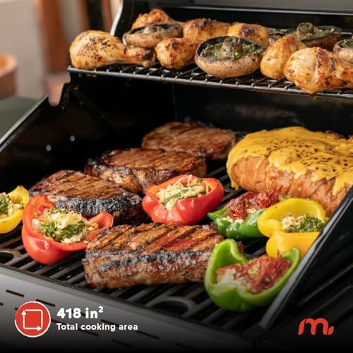 Megamaster Deluxe 2 Burner Gas Grill, Compact Design with Foldable Shelves
