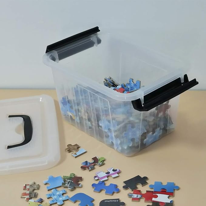 Bringer 3 Quart 6-Pack Clear Plastic Storage Boxes, Latch Box with Black Handle