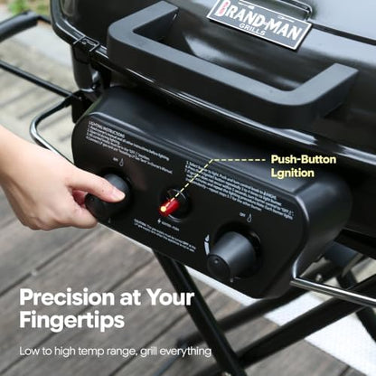 Brand-Man Portable Grill, Propane Gas Camping Grill & Cast Iron Griddle