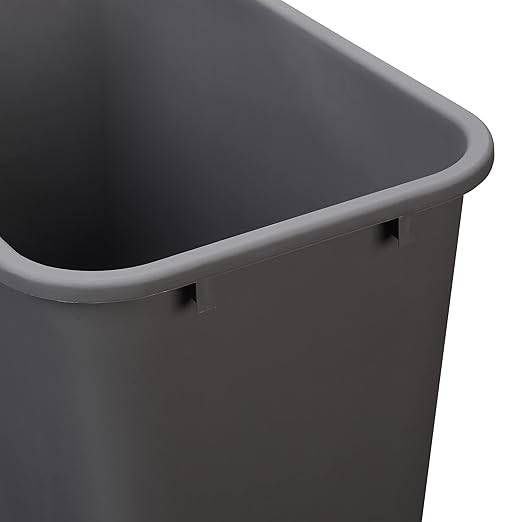 Amazon Basics Rectangular Commercial Office Wastebasket, 10 gallons (Pack of 1), Grey (Previously AmazonCommercial brand)