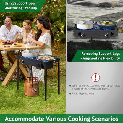 Karl Home 2 Burner Propane Gas Stove, 225,000 BTU Outdoor Camping Cooker