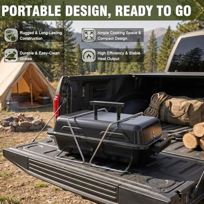 BESTFIRE Portable Propane Gas Grill with New 2-in-1 Valve - Compatible with Large Tank & Small Cylinder, Gas Grill with Foldable Legs & Adjustable Regulator,Heavy Duty, Perfect for Outdoor Camping