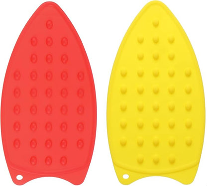 HARFINGTON 2pcs Silicone Iron Rest Pad, Multipurpose Iron Hot Resistant Mat Iron Rest Plate for Ironing Board Hot Heat Resistant Steam Compact Mat, Red/Yellow