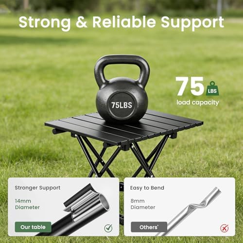 2 Pack Camping Table Foldable, Portable Folding Beach Table, Black-L