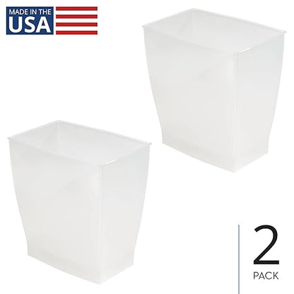 iDesign Small Rectangular Bathroom Trash Set of 2 Waste Can, Clear Frost