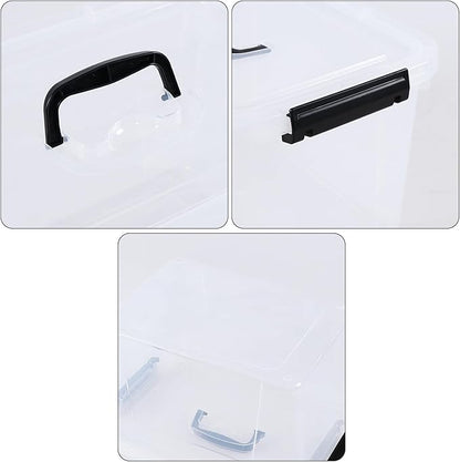 10 Quart Plastic Storage Bins with Lids and Handle, 4 Packs Clear Latching Box