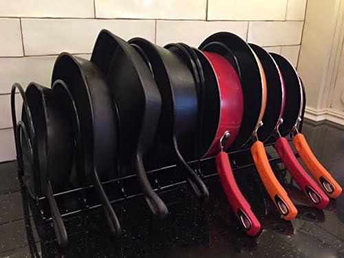 Heavy-Duty Pots and Pans Organizer | 5-Tier Cookware & Lid Storage Rack | Free-Standing or Wall-Mount | Kitchen Organizer for Cast Iron Skillets, Pots, Frying Pans, Lids | White