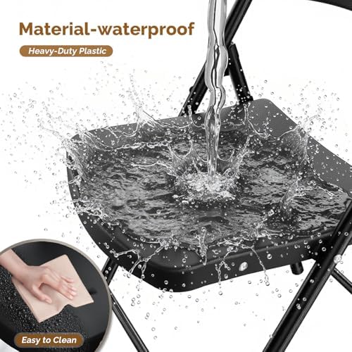 Bonnlo 8-Pack Black Plastic Folding Chairs, Portable Seat with Sturdy Steel Frame for Indoor & Outdoor Use, Perfect for Banquet, Party, Wedding, Office, and Camping