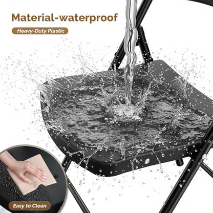 Bonnlo 8-Pack Black Plastic Folding Chairs, Portable Seat with Sturdy Steel Frame for Indoor & Outdoor Use, Perfect for Banquet, Party, Wedding, Office, and Camping