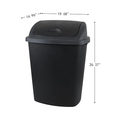 18 Gallon /70 L Swing Lid Large Garbage Bins, 4-Pack, Commercial Grade Plastic Trash Cans for Restaurants, Garages, Conference Rooms, Indoor Household and Commercial Use, Black