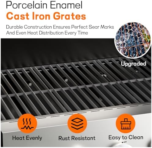 Veralune 5 Burner Gas Grill with Side Burner, 68,000 BTU, 548 Sq in