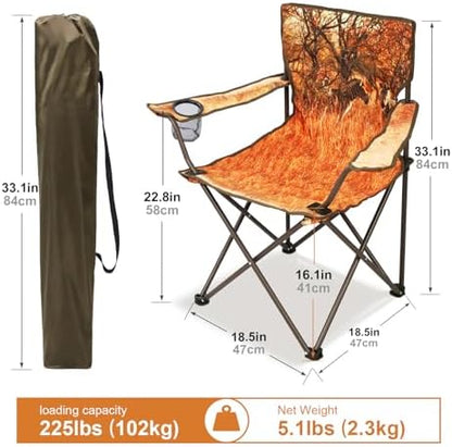 Northroad 2Pack Folding Camping Chairs Portable Animal Print Collapsible Hunting Chair for Outdoor Travel, Patio, Beach, Fishing - Zebra