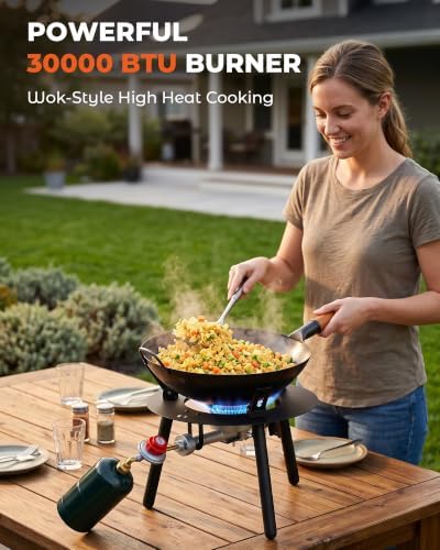 ONLYFIRE GRILLS Portable Propane Gas Stove with 17" Frying Pan, GS363