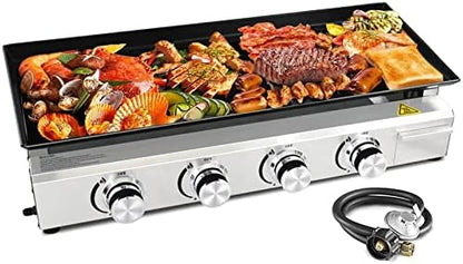 Burner Gas Griddle, 31.88 Inch Outdoor Propane Griddle, Portable Flat Top Grill, Flat Grills Outdoor Cooking, Plancha Para Cocinar, Outdoor BBQ, Camping Tailgating or Picnicking