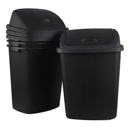 Bringer 18 Gallon Large Swing Top Trash Can, Plastic Garbage Can with Swing-Lid, Black, 4-Pack
