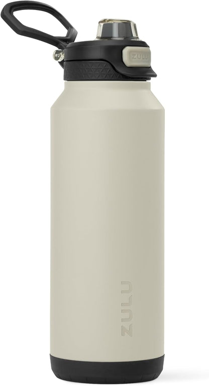 ZULU Powerfill Pro 40oz Stainless Steel Water Bottle with Quick Fill Lid, Triple Walled Vacuum Insulated Metal, Leak Proof Locking Lid, Sip and Chug, Reusable BPA Free, Ash