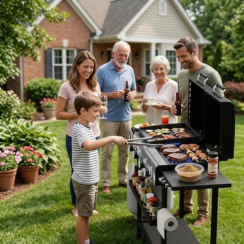 SKOK 4 Burner 3-in-1 Charcoal/Gas/Griddle Combo Outdoor Grill