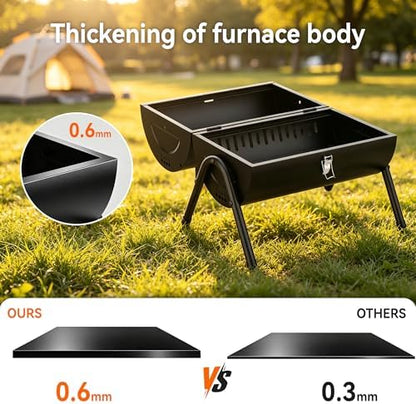 KEYO GRILL Portable Charcoal Grill, 2-in-1 Double-Sided