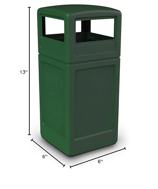 Commercial Zone-73295399 PolyTec 42 Gallon Square Waste Container with Dome Lid Color: Green