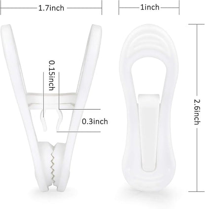 Tinfol White Plastic Hanger Clips, 50 Pack Hanger Clips- Strong Pinch Grip Finger Clips for Plastic Clothes Hangers, Multi-Purpose Hangers Clips